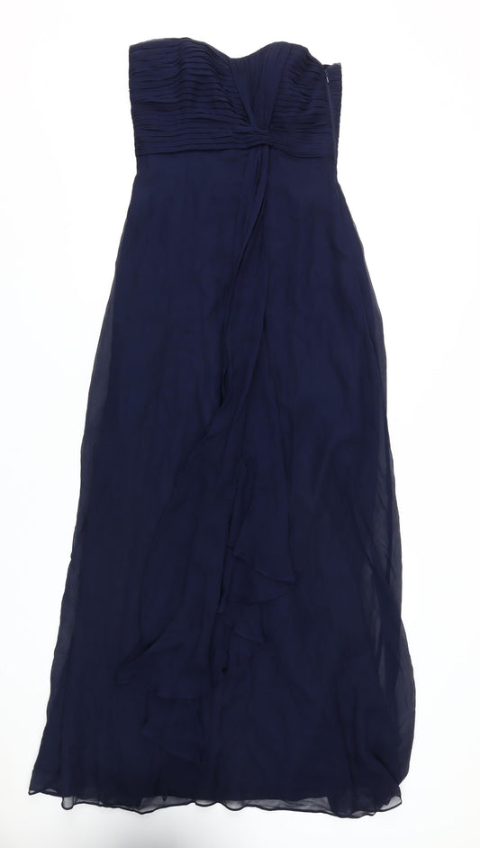 Coast Women's Blue Silk Strapless A-Line Dress Size 8