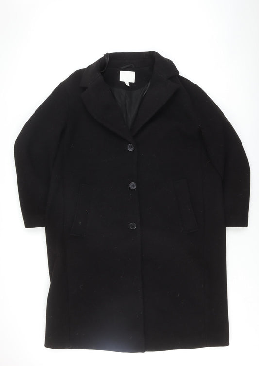 H&M Women's Black Mid-Length Overcoat, Size L