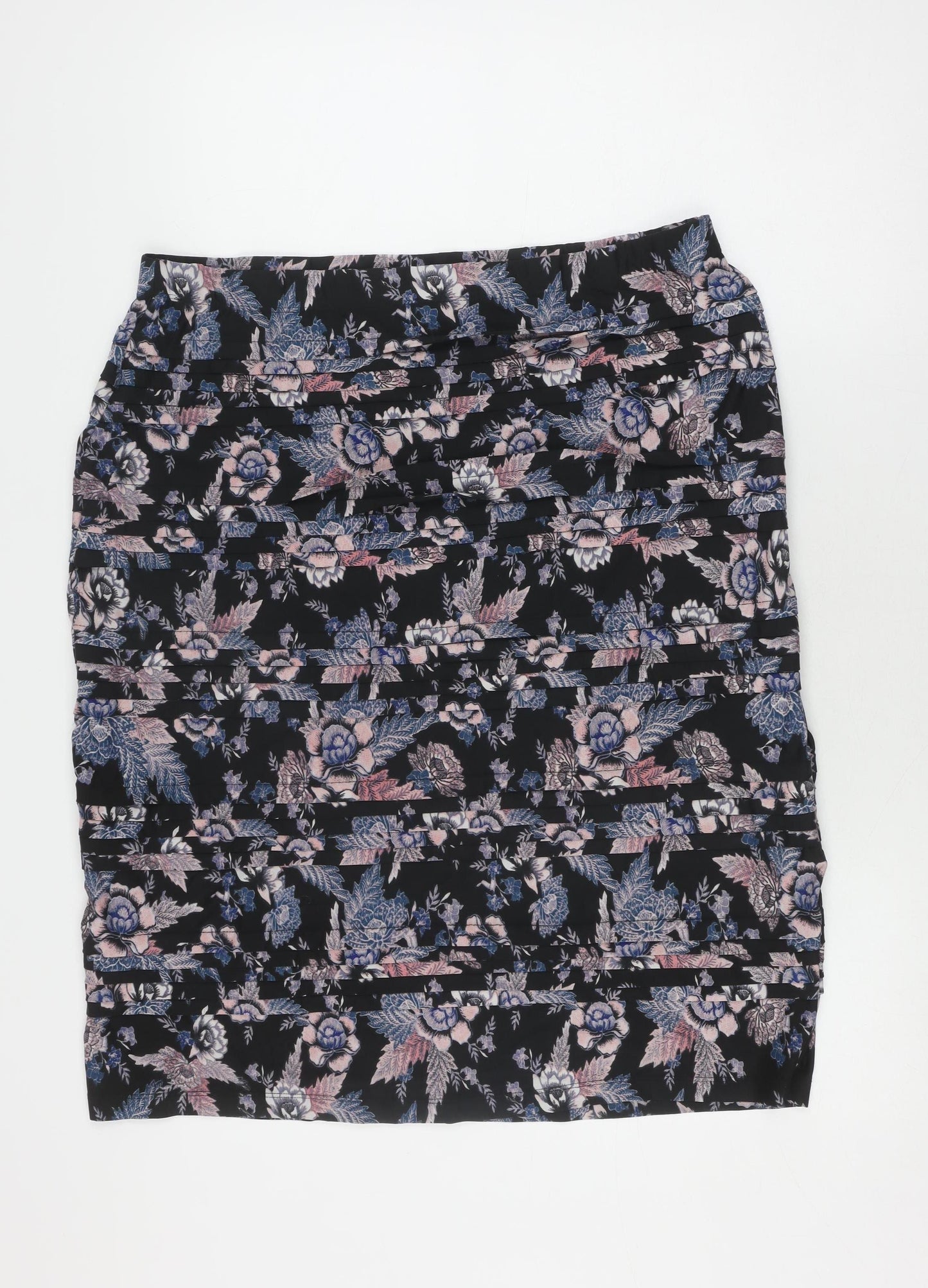 Millers Woman Black Floral Pleated Skirt - Size 20