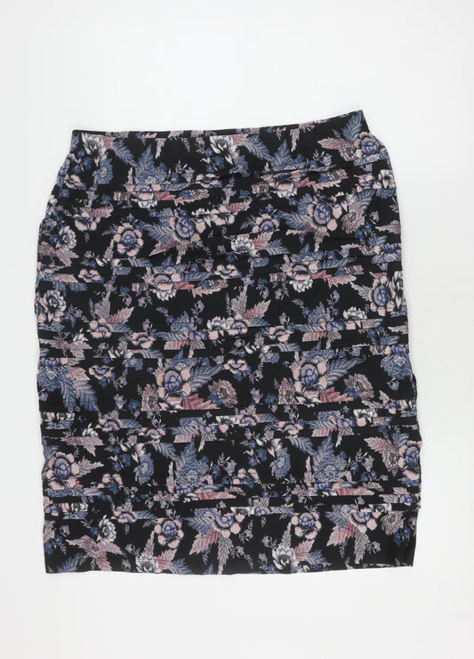 Millers Woman Black Floral Pleated Skirt - Size 20