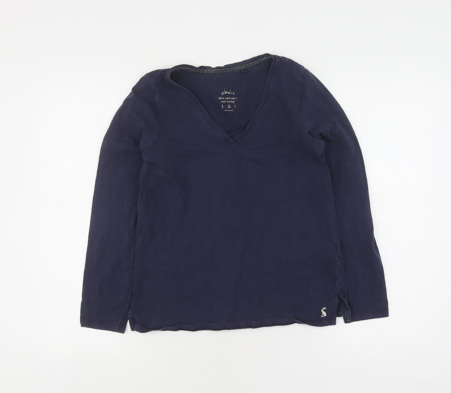 Joules Women's Blue V-Neck Long Sleeve T-Shirt 8 UK