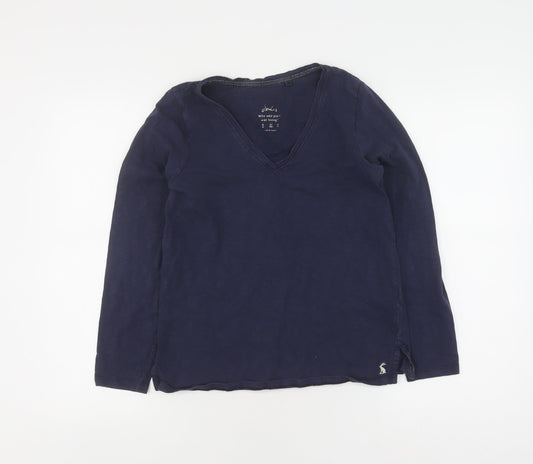 Joules Women's Blue V-Neck Long Sleeve T-Shirt 8 UK