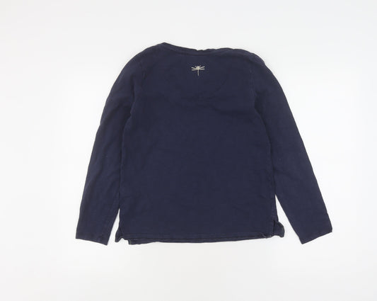 Joules Women's Blue V-Neck Long Sleeve T-Shirt 8 UK