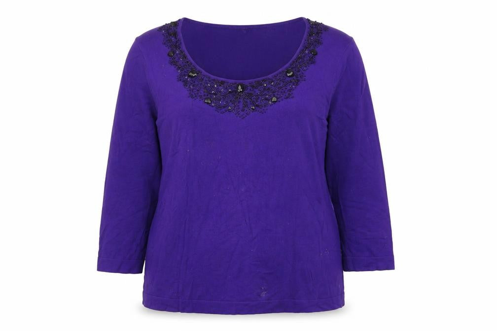 East Women’s Purple Beaded Pullover Jumper Size 18