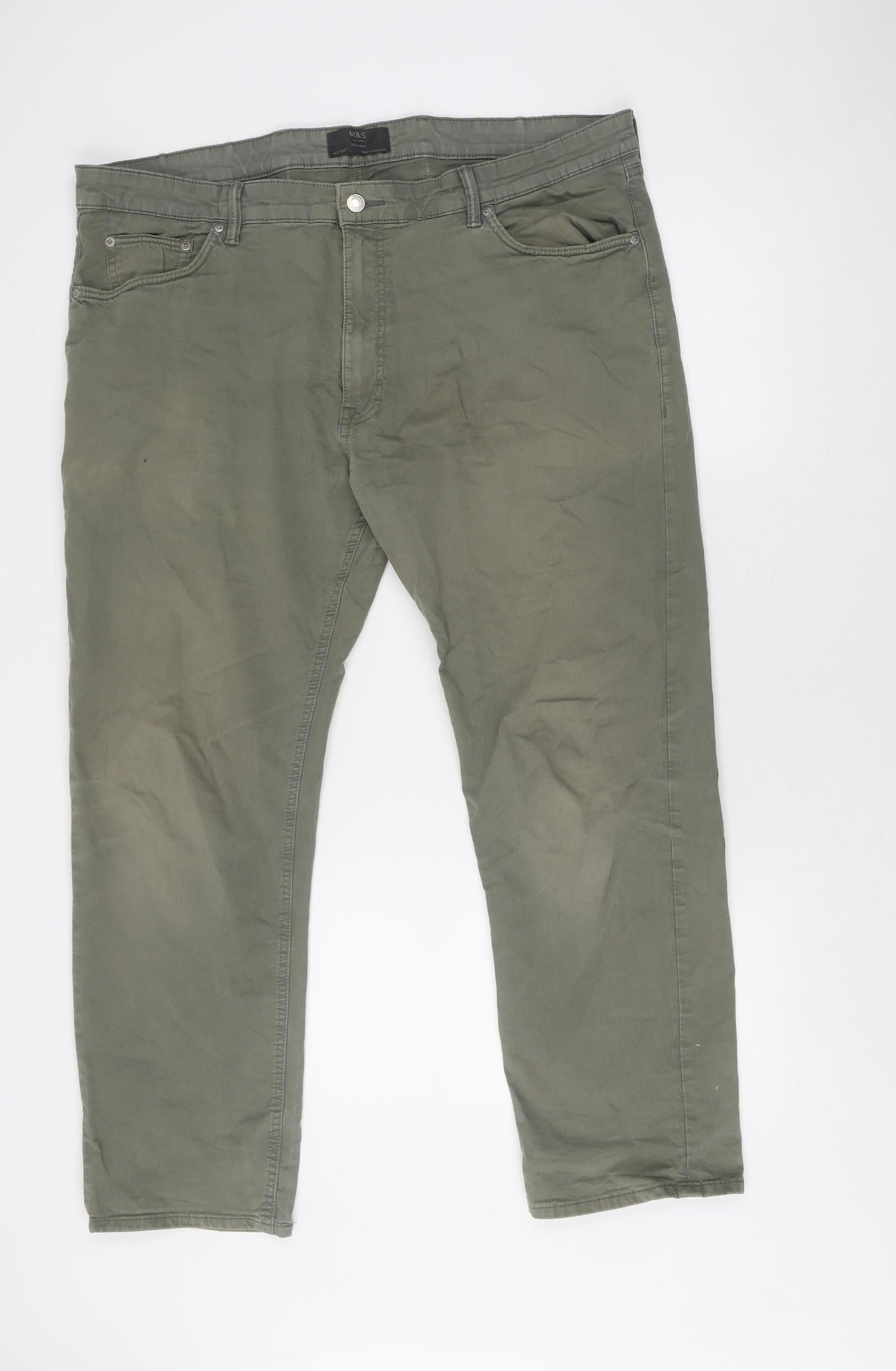 Marks and Spencer Green Straight Trousers 40 Unisex