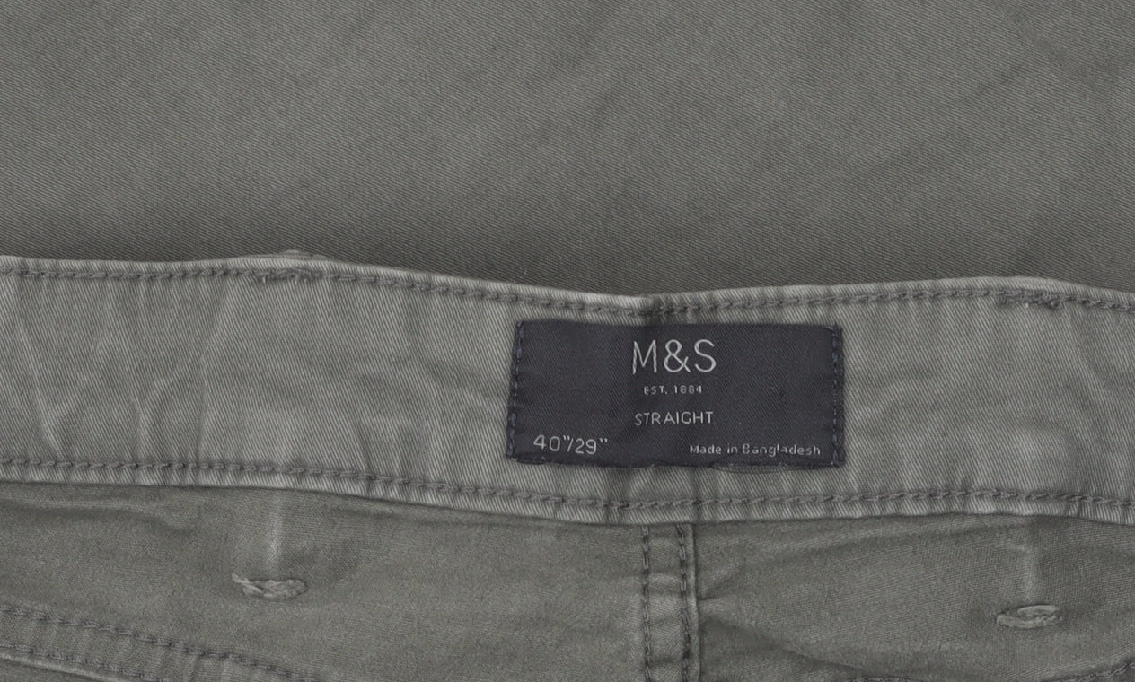 Marks and Spencer Green Straight Trousers 40 Unisex