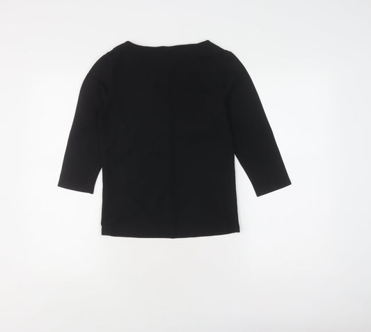 Hobbs Women's Black 3/4 Sleeve Boat Neck Blouse