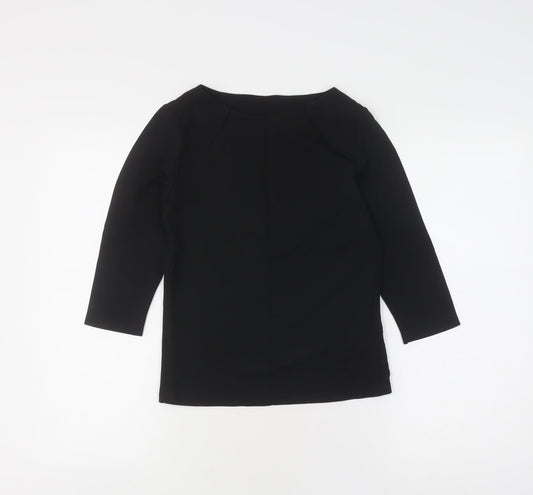 Hobbs Women's Black 3/4 Sleeve Boat Neck Blouse