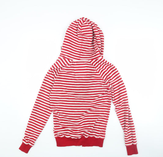 Superdry Women's Red Striped Hoodie Size 2 Full Zip