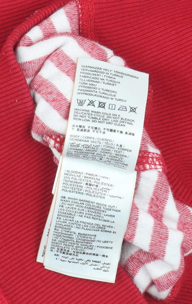 Superdry Women's Red Striped Hoodie Size 2 Full Zip
