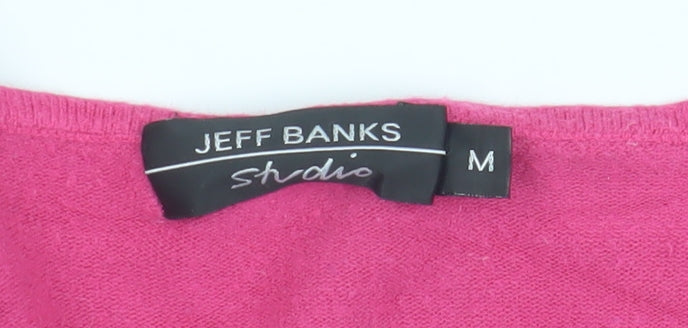 Jeff Banks Women's Pink V-Neck Pullover M