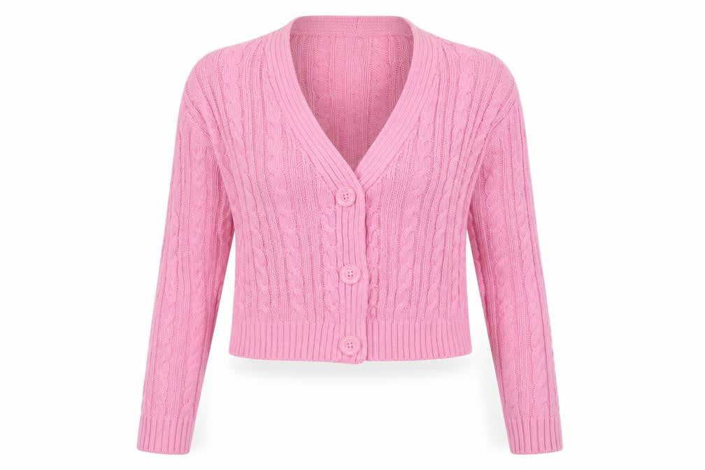 Stradivarius Women's Pink Cardigan, S, V-Neck Knit