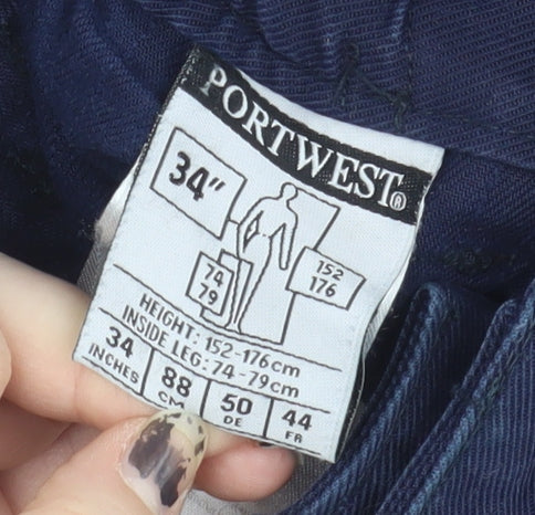 Portwest Men's Blue Cargo Jeans Size 34