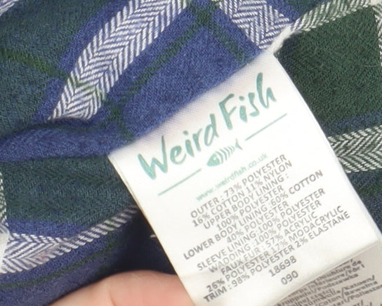 Weird Fish Women's Blue Puffer Jacket Size 8 with Hood