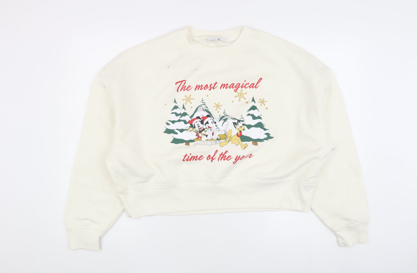 Disney Women's White Christmas Sweatshirt M