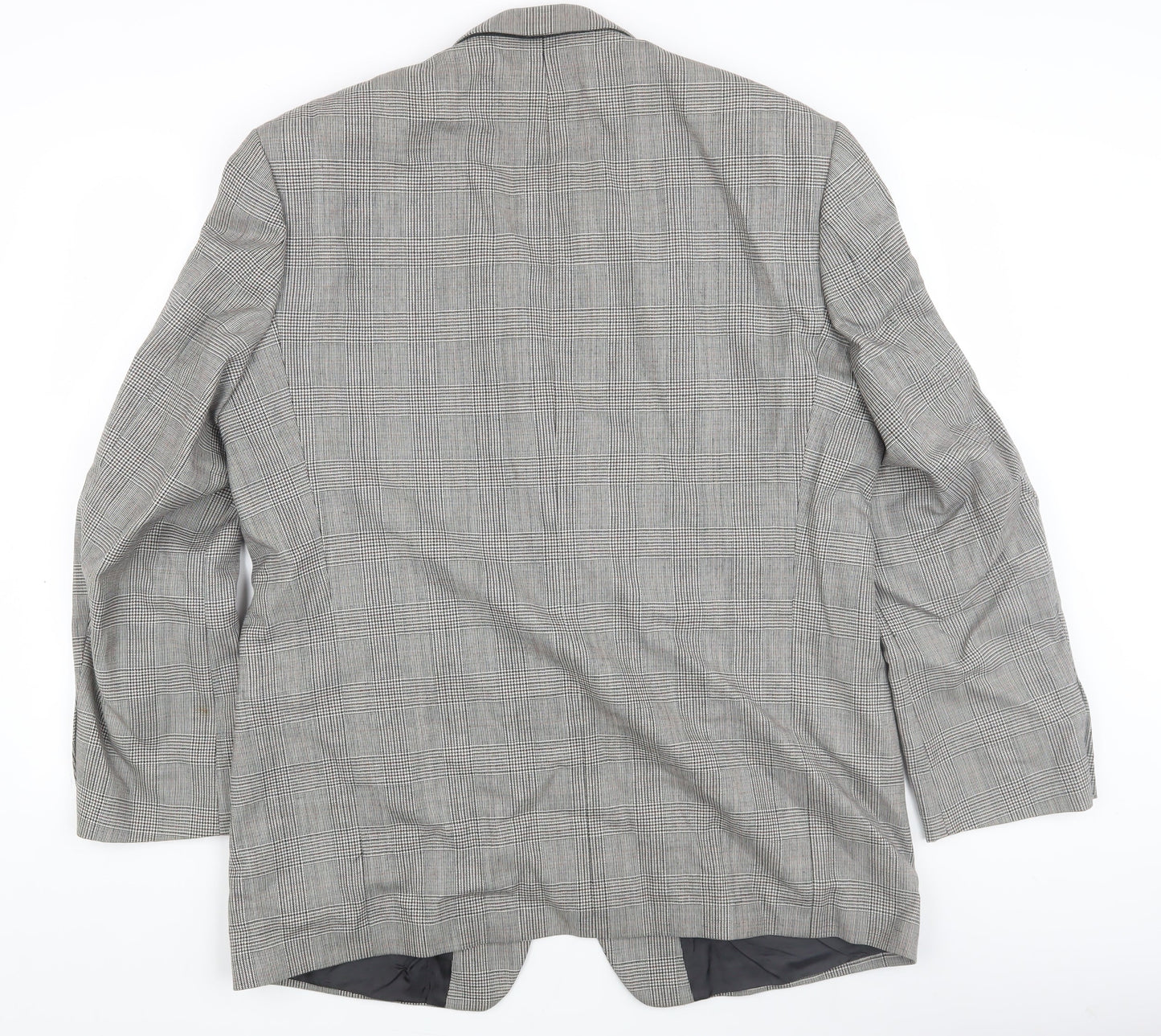 HR Tailoring Men's Grey Checked Blazer, Size 44R