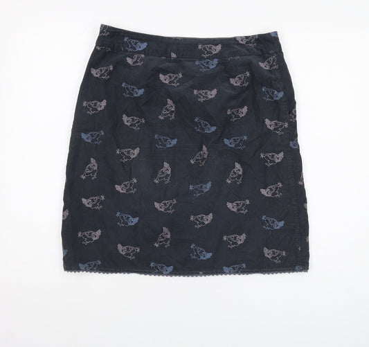 White Stuff Women's Black Animal Print Pencil Skirt 10