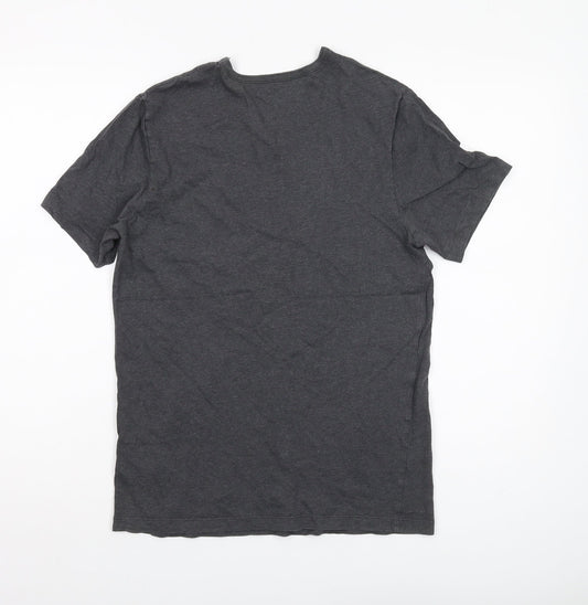 Hugo Boss Men's Grey Cotton V-Neck T-Shirt, Size S