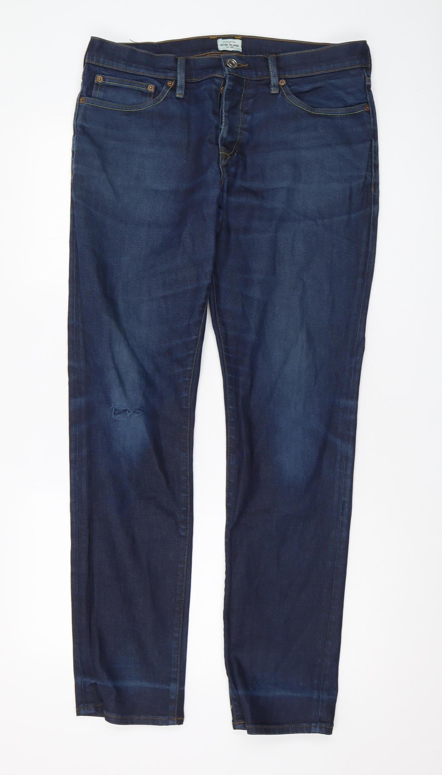 River Island Men's Blue Straight Leg Jeans L