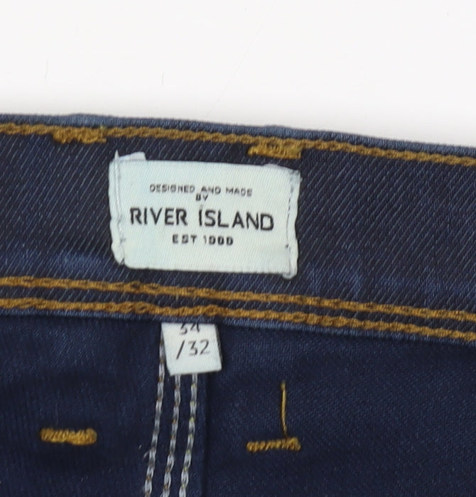 River Island Men's Blue Straight Leg Jeans L