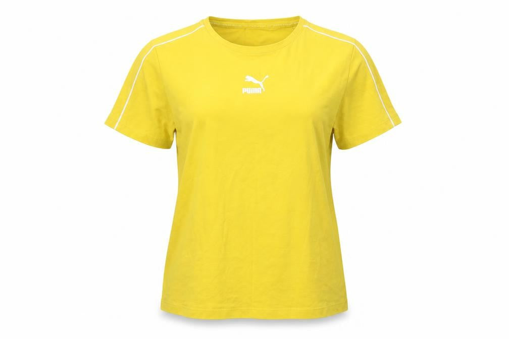 Unisex Adultss UK Size M PUMA Yellow Cotton Blend T-Shirt