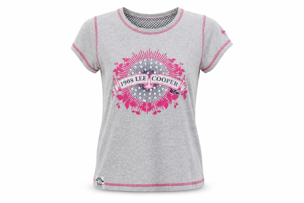 Womens UK Size 14 Lee Cooper Grey Cotton T-Shirt