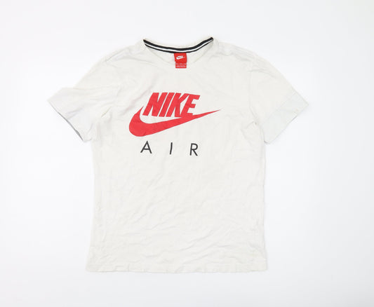 Nike Air Men's M White Cotton Crew Neck T-Shirt