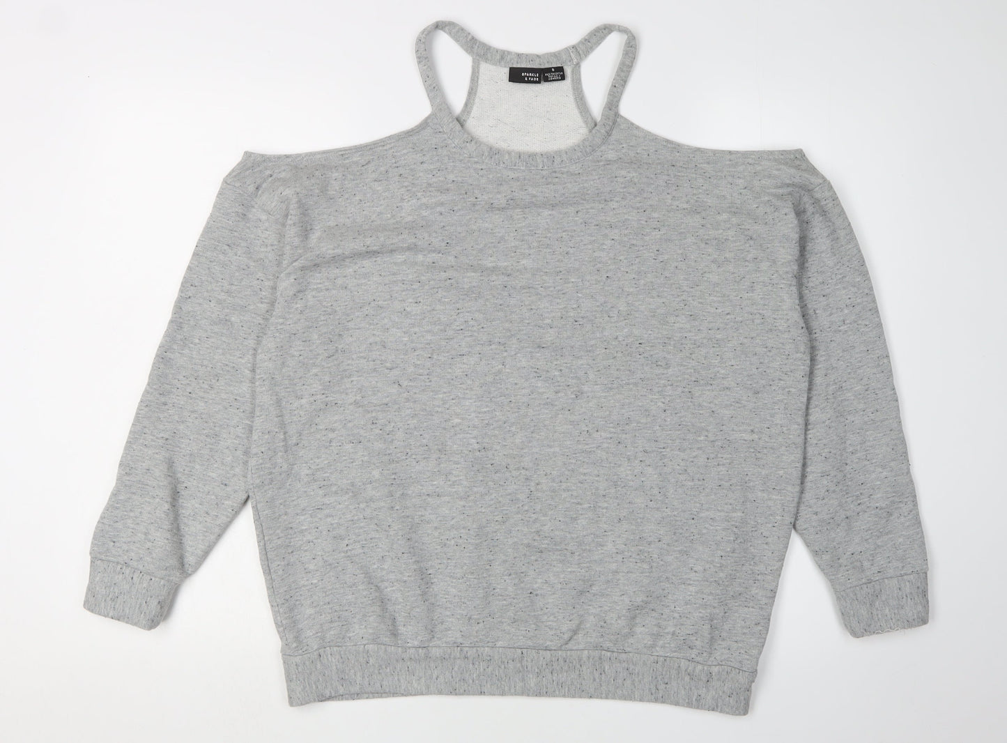 Sparkle & Fade Women's Grey Small Cold Shoulder Sweatshirt
