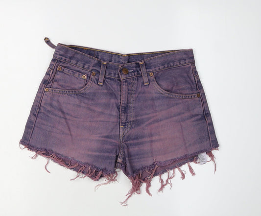 Levi's Women Purple High-Rise Cut-Off Denim Shorts