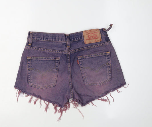 Levi's Women Purple High-Rise Cut-Off Denim Shorts