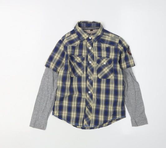 Saint George Boys Blue Check Button-Up Shirt 6 Years
