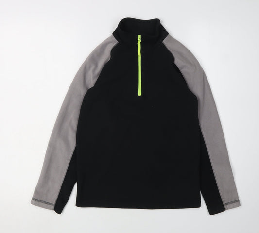 Mountain Warehouse Boys Black Fleece 9-10 Years Half Zip Hoodie