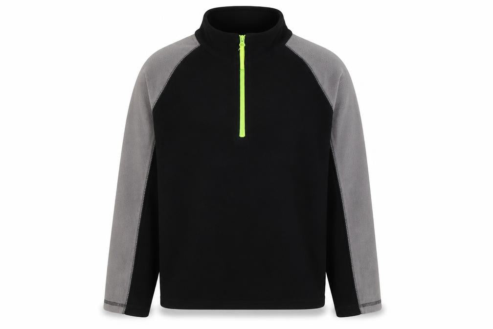 Front view of Mountain Warehouse boys’ black fleece 9-10 years half zip hoodie