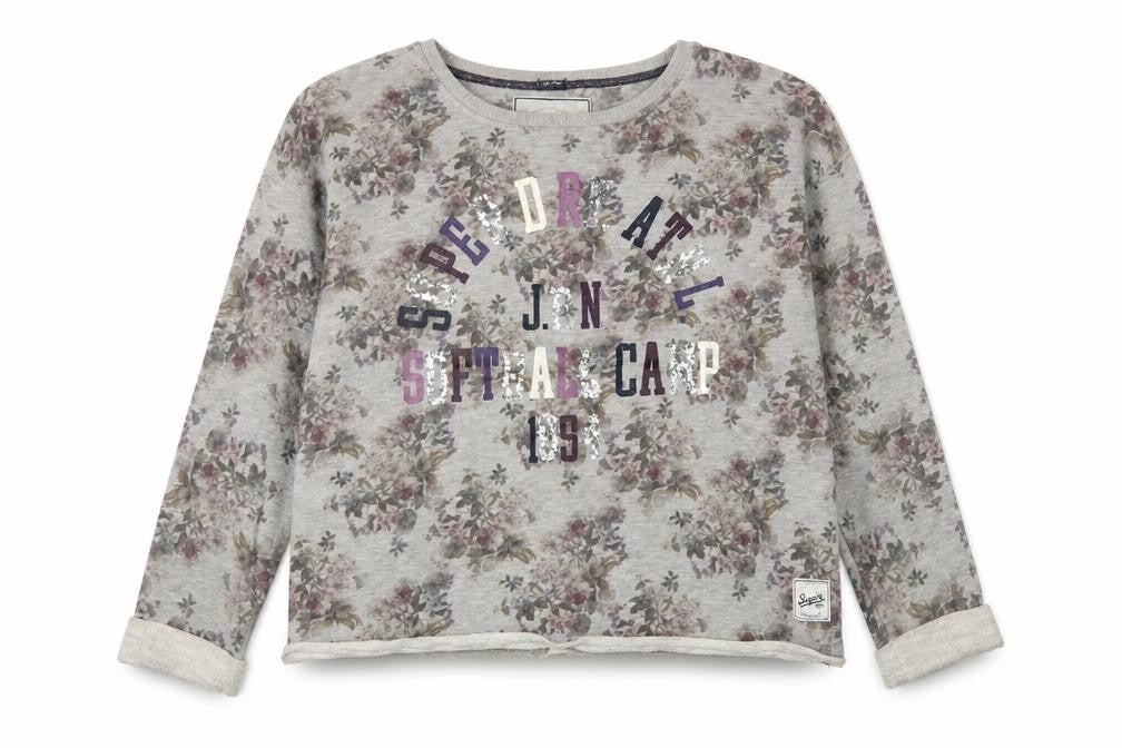 Womens UK L Regular Superdry Grey Pullover Sweatshirt