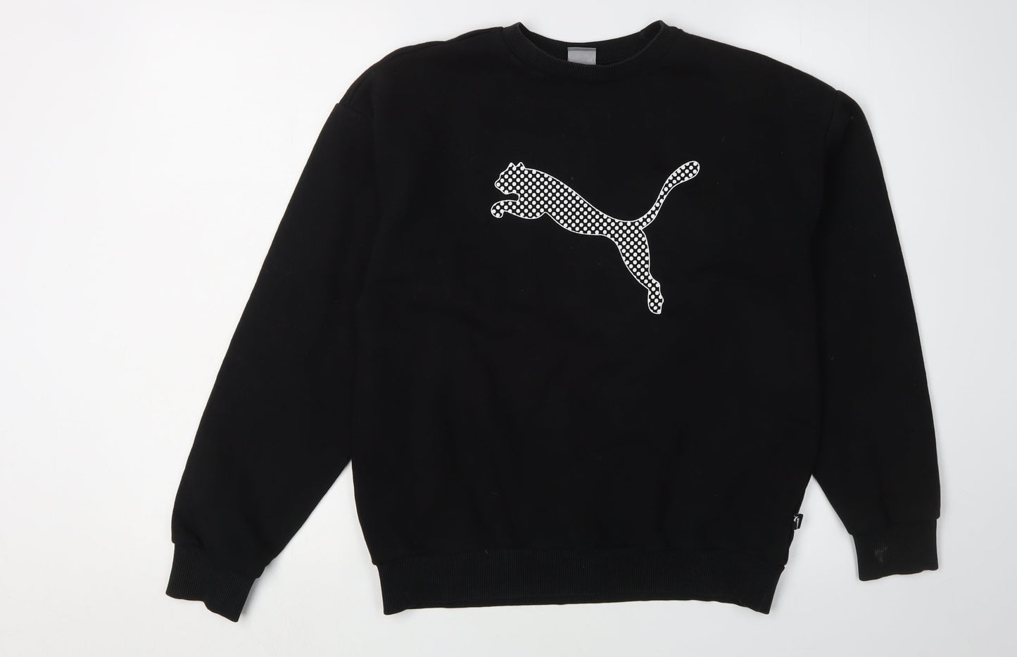 Puma Unisex Black Logo Sweatshirt Size 12 Casual Sports