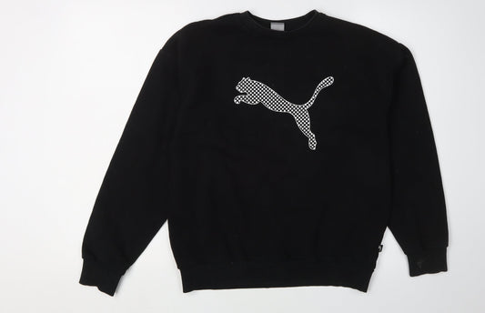 Puma Unisex Black Logo Sweatshirt Size 12 Casual Sports