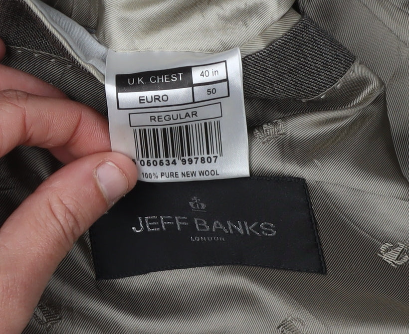Jeff Banks Men's Grey Wool Blazer - Regular Fit, 40