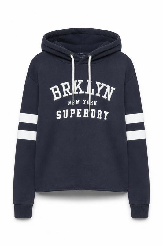 Womens UK 2XS Regular Superdry Black Pullover Hoodie