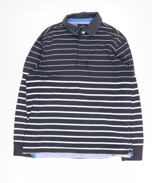 Blue Harbour Men's Black M Striped Long Sleeve Polo