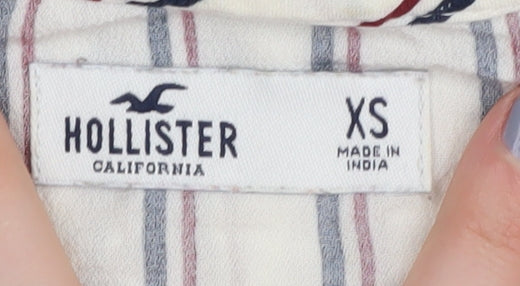 Hollister Women's Multicoloured Striped Cropped Blouse XS