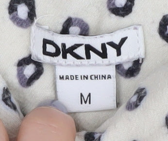DKNY Women's White Polka Dot Button-Up Shirt M