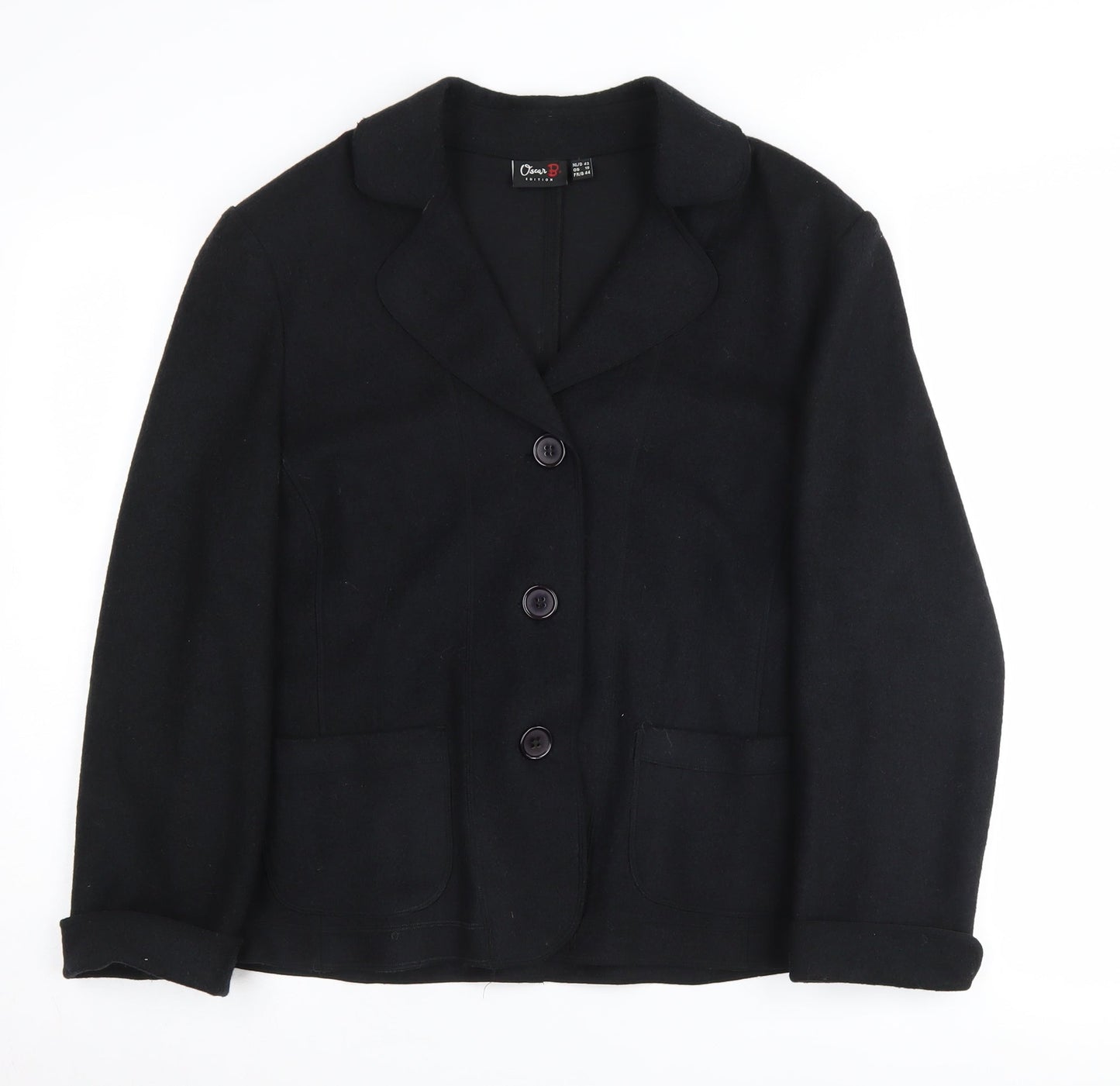Oscar B. Women's Black Wool Blend Blazer - Size 16