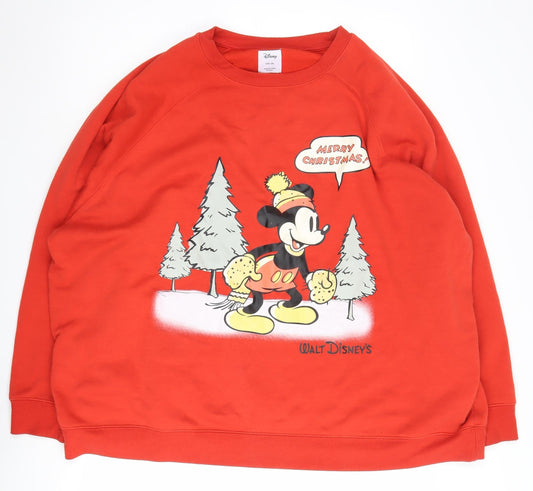 Disney Unisex Adults Red Mickey Mouse Christmas Sweatshirt 2XL