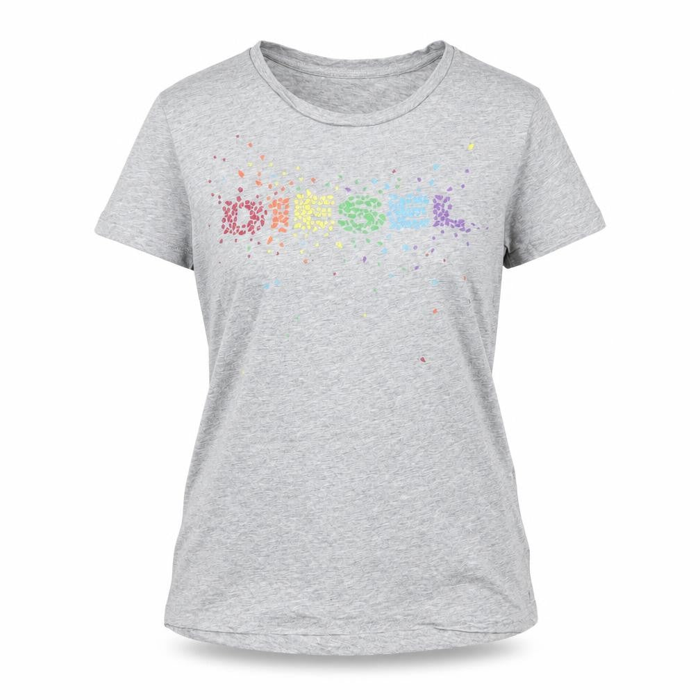 Womens UK Size S Diesel Grey 100% Cotton T-Shirt