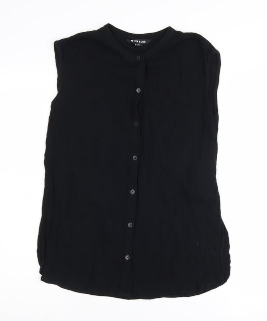 Whistles Women's Black Sleeveless Button-Up Shirt Size 10