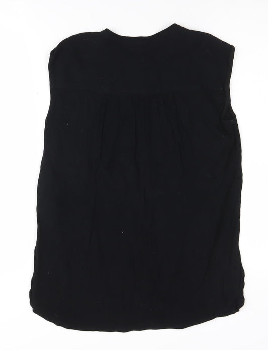 Whistles Women's Black Sleeveless Button-Up Shirt Size 10