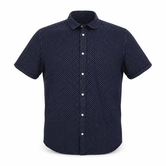 Jack & Jones Men's Blue Polka Dot Short Sleeve Shirt L