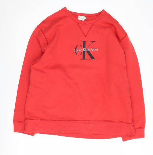 Calvin Klein Women's Red XL Logo Pullover Sweatshirt