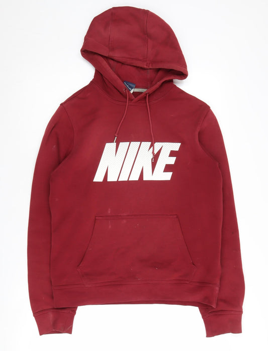 Nike Men's Red Pullover Hoodie Small With Logo