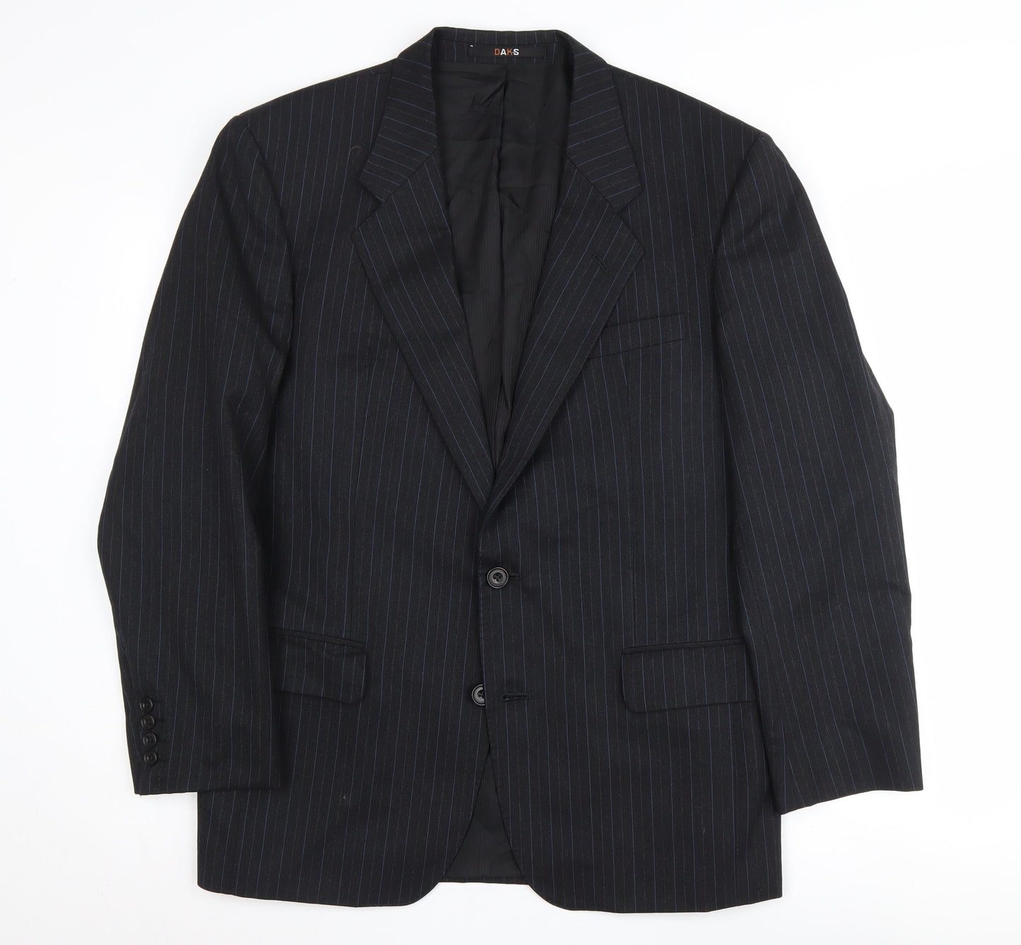 Daks Men's Black Striped Wool Blazer, Size 40S